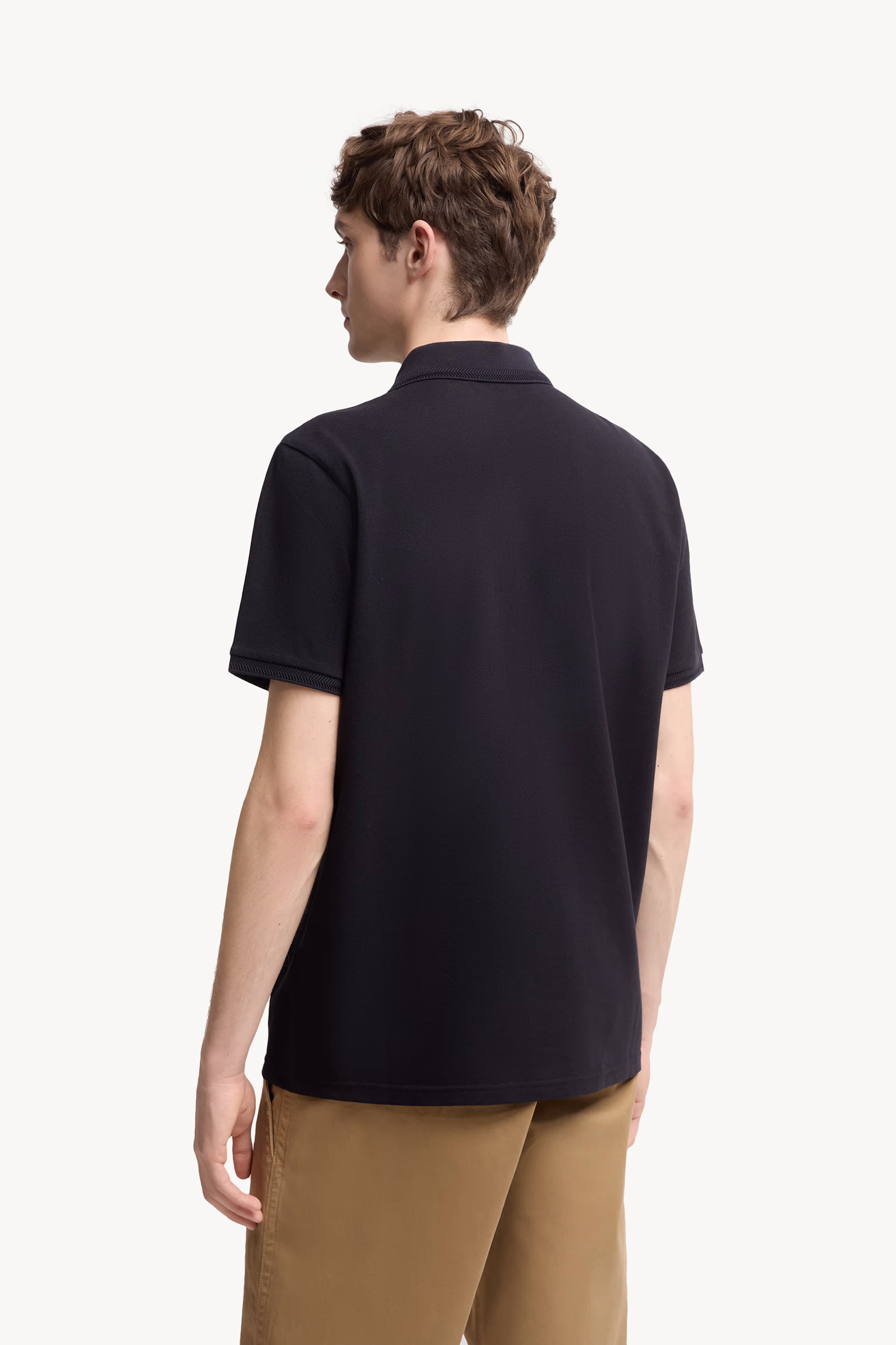 Polo de piqué de algodón con parche con logotipo Hombre Azul Noche Moncler 5